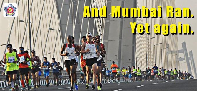 The Twitter handle of Mumbai Police is well known for raising awareness and their witty tweets. Post the successful completion of Tata Mumbai Marathon, the Twitter handle of Mumbai Police shared a picture of runners running on the sea link and captioned it: And Mumbai Ran yet again! Congratulating the city the handle tweeted: Congratulations Mumbai on completing another successful edition of the Mumbai Marathon! Pic credit/ Twitter Mumbai Police
To which Bollywood actor Rahul Bose re-tweeted the post and captioned it: And much of the credit goes to you Mumbai Police! Thank you!
