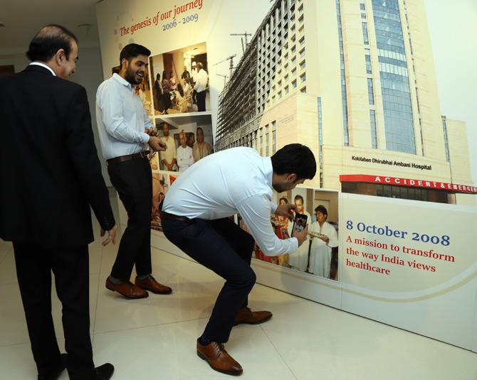 Kokilaben Hospital situated in Andheri is ranked the No. 1 Multispecialty Hospital in Mumbai and the Western Region for the 3rd time in a row on the list of All-India Best Multispecialty Hospitals by The Times of India. Picture/Satej Shinde
In picture: Anil and Tina Ambani's sons, Jai Anshul Ambani and Jai Anmol Ambani are seen snapping some precious memories on their phone.
