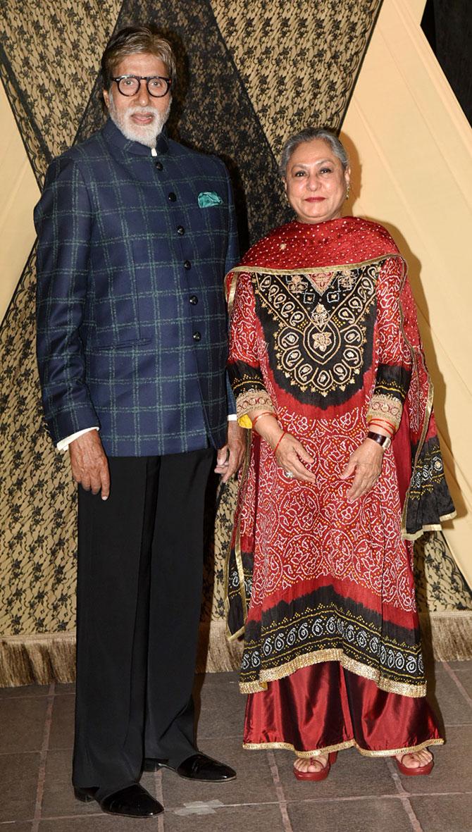 Amitabh Bachchan and Jaya Bachchan too graced the occasion. The couple graciously posed for the shutterbugs as they attended the wedding reception of Sakshi Bhatt and Mazahir.