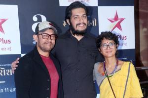 Aamir Khan with Kiran, Junaid, Ira at screening of Rubaru Roshni