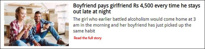 Boyfriend pays girlfriend Rs 4,500 every time he stays out late at night