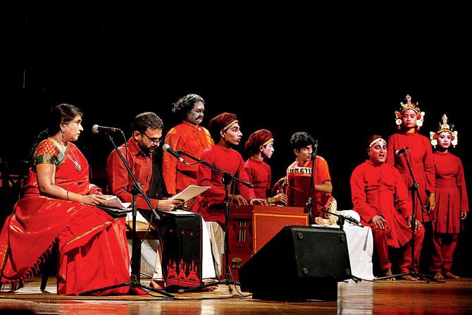The performance has been conceptualised by (from left) Sangeetha Sivakumar, TM Krishna. (third from right) P Rajagopal and Hanne M de Bruin