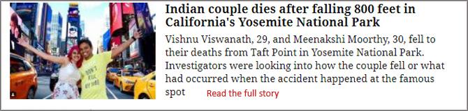 Indian couple dies after falling 800 feet in California
