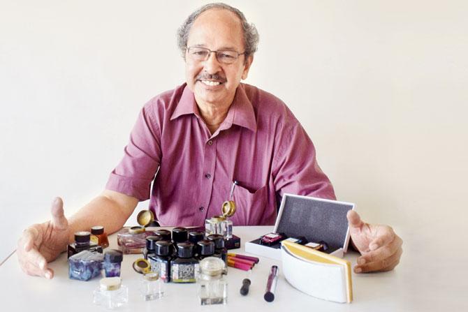 Meet Dr Yashwant Pitkar, an avid fountain pen, inkpot and inkwell collector, at the exhibition