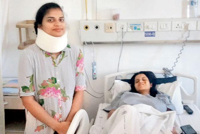 Neha Sharma (on bed), with friend Nupoor Sharma, who