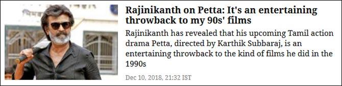 Rajinikanth on Petta: It
