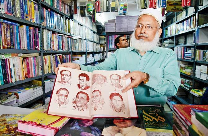 Saifuddin Golwala shows a rare Urdu book. Pic/Suresh Karkera