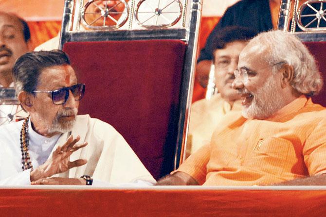 Sena chief Bal Thackeray, through his editorials in party mouthpiece Saamna, had stood by Gujarat CM Narendra Modi when the latter was criticised due to communal violence in Gujarat