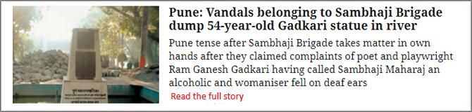 Pune: Vandals belonging to Sambhaji Brigade dump 54-year-old Gadkari statue in river