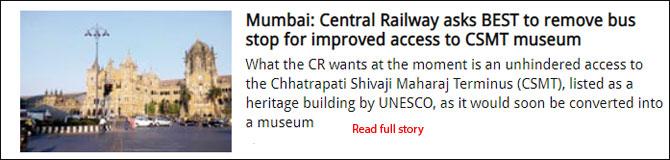 Mumbai: Central Railway asks BEST to remove bus stop for improved access to CSMT museum