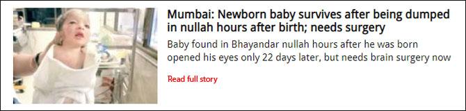 Mumbai: Newborn baby survives after being dumped in nullah hours after birth; needs surgery