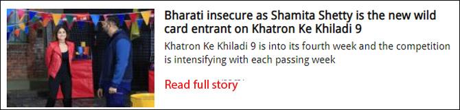 Bharati insecure as Shamita Shetty is the new wild card entrant on Khatron Ke Khiladi 9