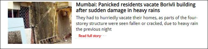 Mumbai: Panicked residents vacate Borivli building after sudden damage in heavy rains