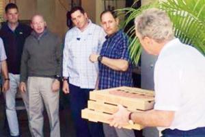 George W Bush treats Secret Service staff to pizza