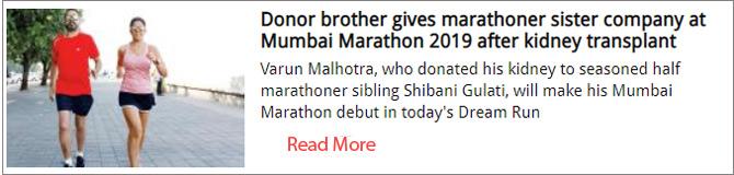 Donor brother gives marathoner sister company at Mumbai Marathon 2019 after kidney transplant