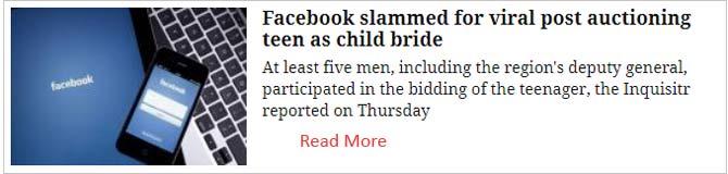 Facebook slammed for viral post auctioning teen as child bride