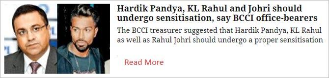 Hardik Pandya, KL Rahul and Johri should undergo sensitisation, say BCCI office-bearers