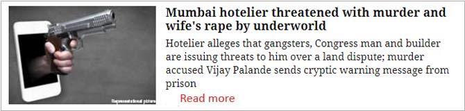 Mumbai hotelier threatened with murder and wife