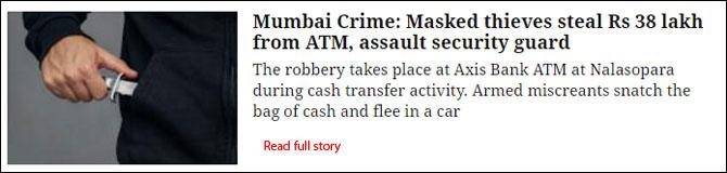 Mumbai Crime: Masked thieves steal Rs 38 lakh from ATM, assault security guard