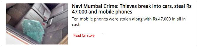 Navi Mumbai Crime: Thieves break into cars, steal Rs 47,000 and mobile phones