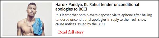 Hardik Pandya, KL Rahul tender unconditional apologies to BCCI