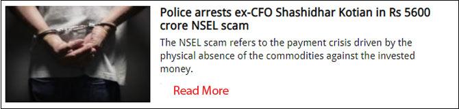Police arrests ex-CFO Shashidhar Kotian in Rs 5600 crore NSEL scam