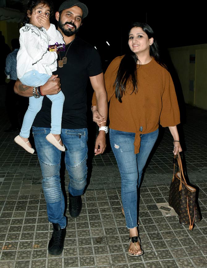 Sreesanth with wife and daughter