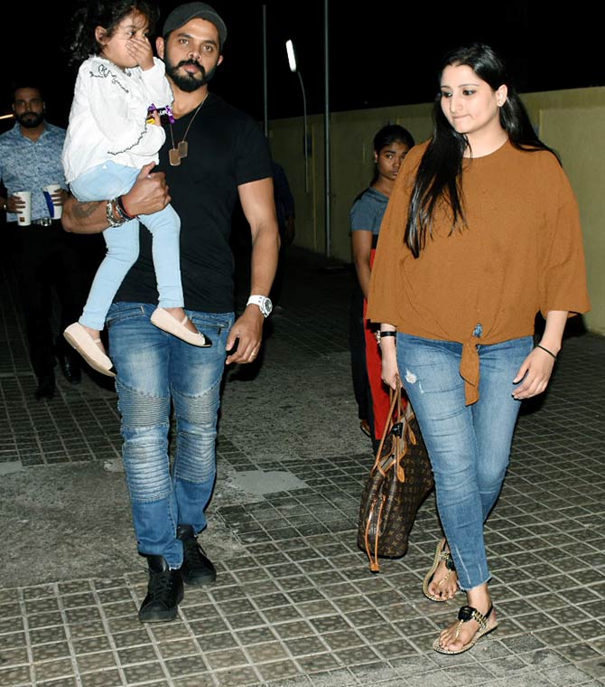 Sreesanth with wife and daughter