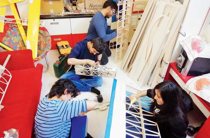 The team works on the project after their college hours, either at the campus or at Bhosale