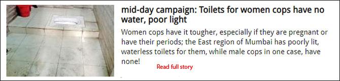 mid-day campaign: Toilets for women cops have no water, poor light