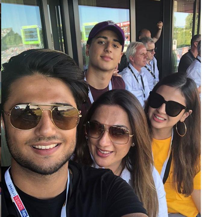 Sakshi Dhoni looks in a jovial mood in this picture while she is seen hanging around with Kabir Bahia and family in the VIP seats.