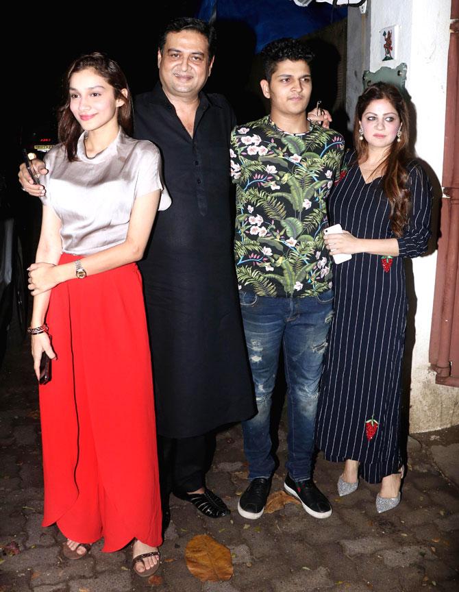 Rumi Jafry was also snapped with family at the special screening. Alfia Jafry, who is already a social media sensation, opted for a silver top, paired with red palazzo pants for the outing.