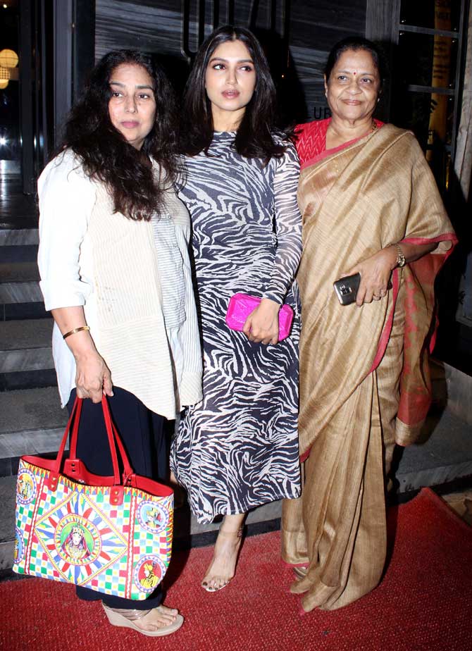 Bhumi Pednekar along her mother was spotted at a popular restaurant in Andheri, Mumbai. Bhumi, who was last seen in Sonchiriya, has an interesting line-up of films this year - Dolly Kitty Aur Woh Chamakte Sitare, Saand Ki Aankh Film, Bhoot – Part One: The Haunted Ship, Bala, and Pati, Patni Aur Woh. All pictures/Yogen Shah