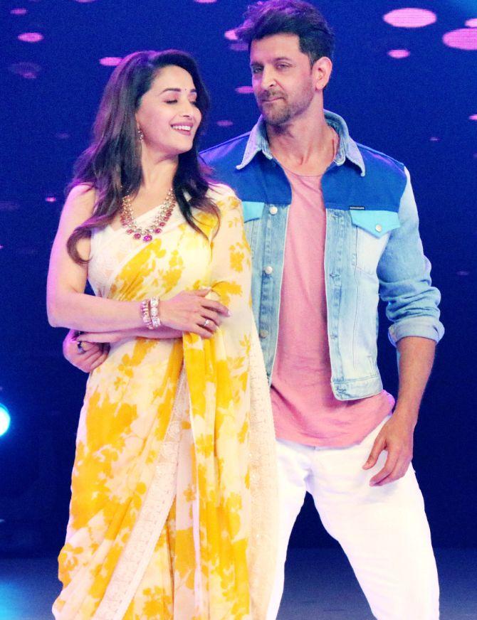 Hrithik also had plenty of fun with dance diva Madhuri Dixit on the sets. Hrithik is well known his stunning dance and is popularly hailed as the dance icon of the country, while speaking about Madhuri's dancing skills, the less said the better.