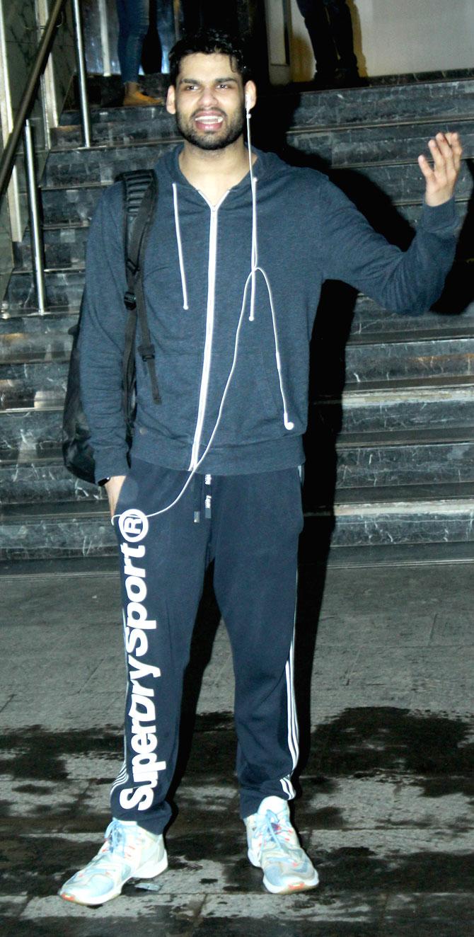 Twinkle Khanna's cousin-actor Karan Kapadia was also clicked post-gym session in Juhu, Mumbai.
