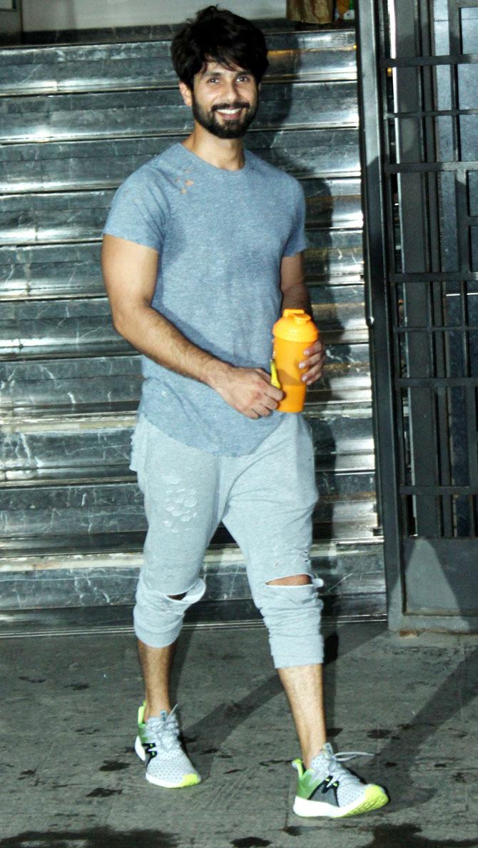 Shahid Kapoor was snapped outside the same gym in Juhu.
