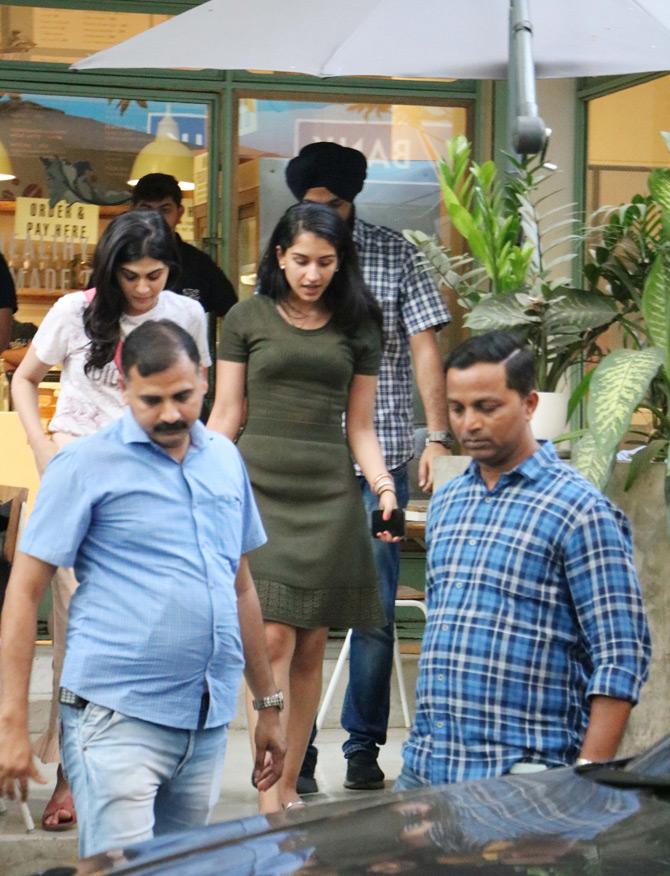 In pic: Radhika Merchant is seen leaving the popular eatery in Bandra.