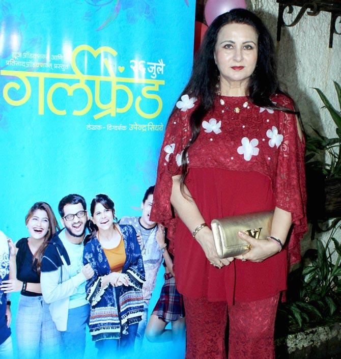 Veteran actress Poonam Dhillon also attended the special screening of Marathi film Girlfriend at a preview theatre in Juhu.