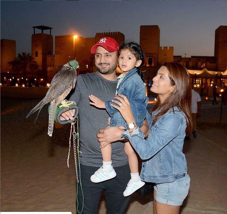 Harbhajan Singh was last seen on the field for Chennai Super Kings.
Harbhajan Singh posted this picture of himself with wife Geeta and daughter Hinaya and captioned it as, 