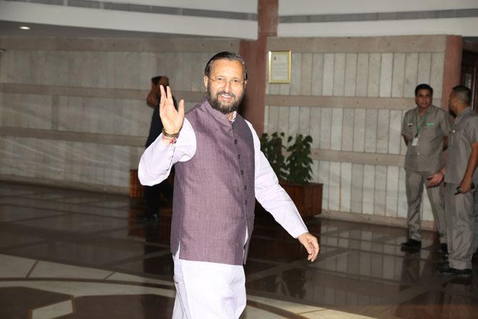 Minister of Environment, Forest and Climate Change and Minister of Information and Broadcasting Prakash Javadekar  attended the Bharatiya Janata Party (BJP) Parliamentary meet in New Delhi