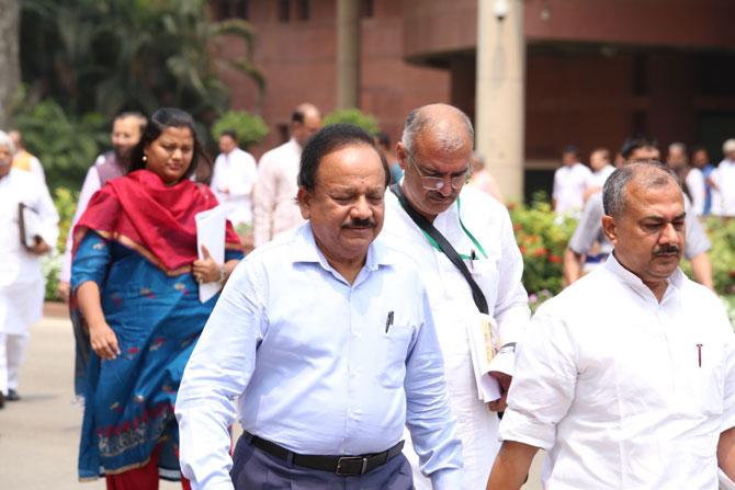 Minister of Health and Family Welfare Harsh Vardhan attended the Bharatiya Janata Party (BJP) Parliamentary meet in New Delhi