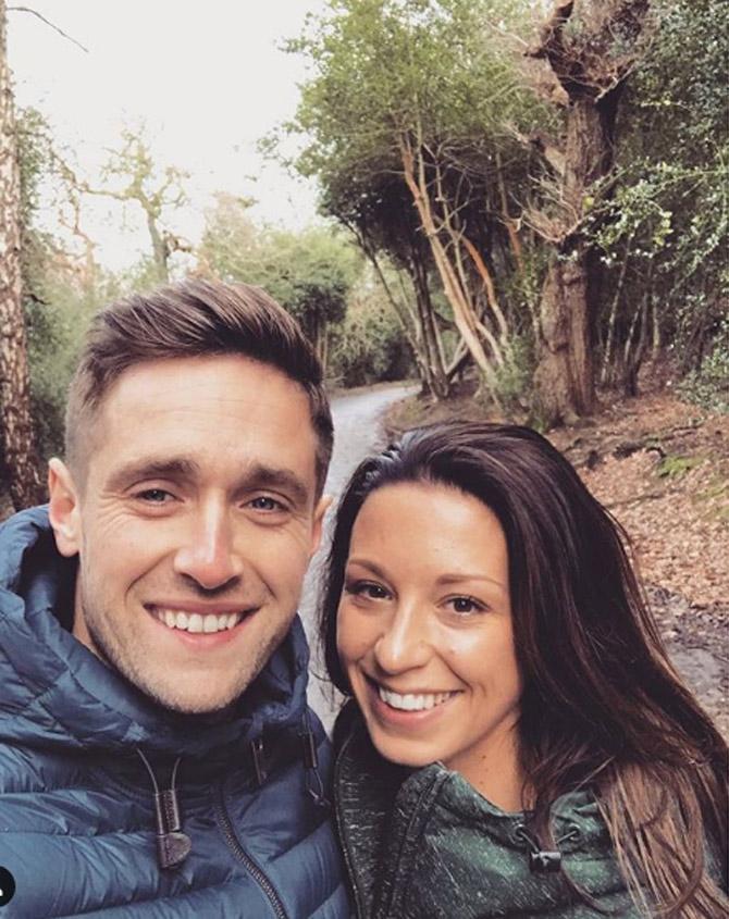 Chris Woakes posted this picture of himself with wife Amie Woakes and captioned it as, 