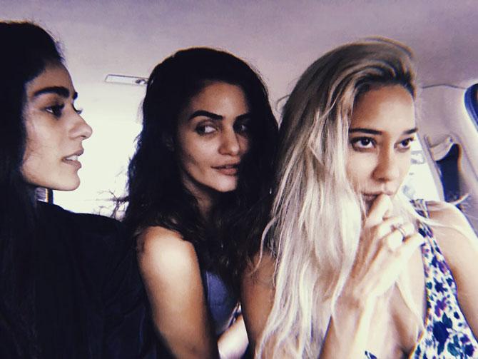 Gabriella Demetriades strikes a pose with her model friends Lisa Haydon and Diva Dhawan.
