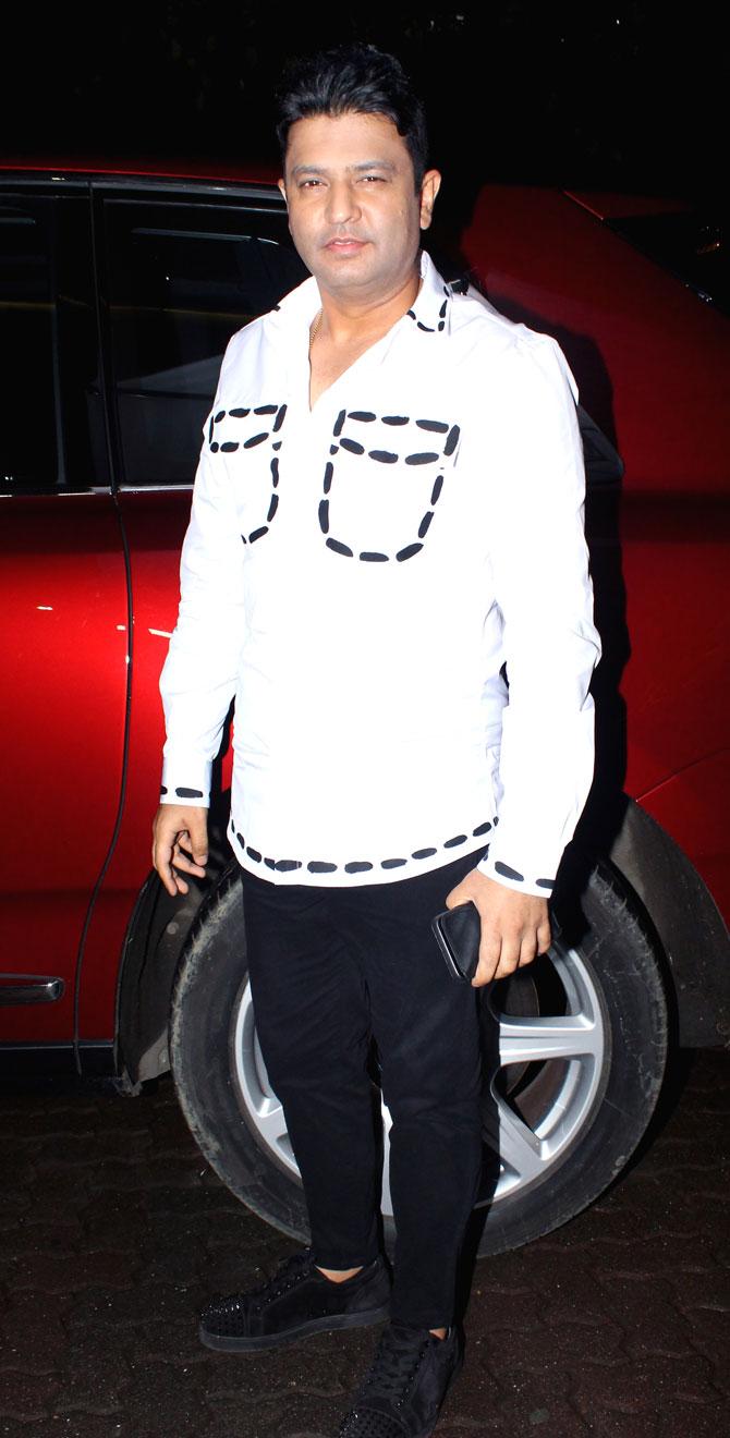 Producer Bhushan Kumar arrives for Kabir Singh's success bash at a popular restaurant in Khar.