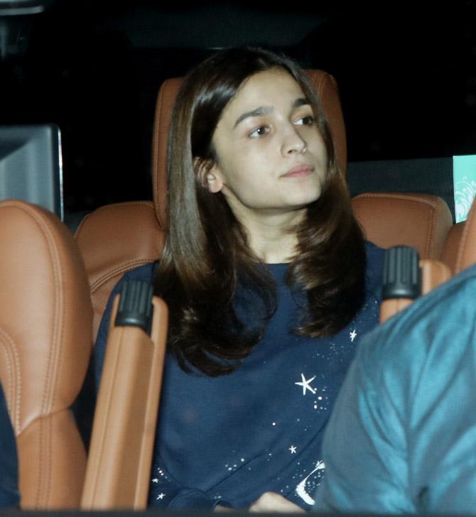 Alia Bhatt and Ranbir Kapoor were snapped at director Luv Ranjan's residence in Juhu, Mumbai. The duo, on the professional front, will be next seen in Ayan Mukerji's Brahmastra. All pictures/Yogen Shah