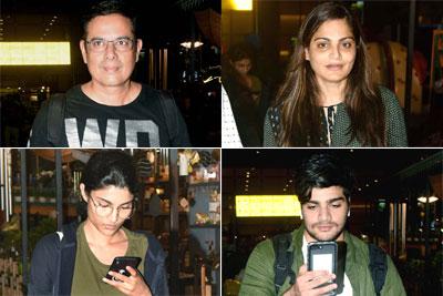 Atul Agnihotri with daughter Alizeh and wife Alvira at Mumbai airport