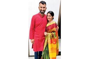 Cheteshwar Pujara goes traditional with wife Puja