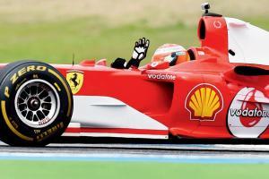 Mick Schumacher thrills crowd in father Michael's Ferrari
