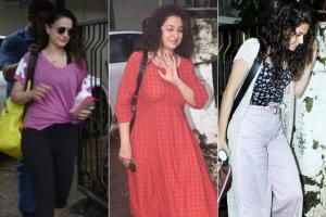 Ameesha Patel, Tisca Chopra and Taapsee Pannu at a salon outing in Juhu