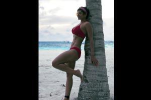 See photo: Mandira Bedi turns up the heat in a red bikini in Maldives